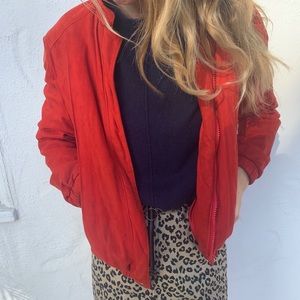 Vintage leather red crop jacket